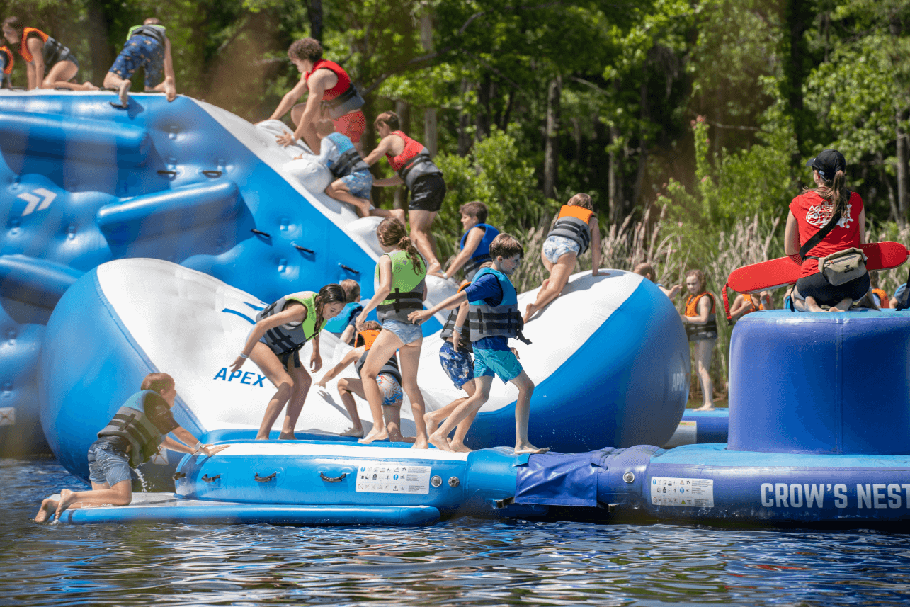 kids playing on the aqua park