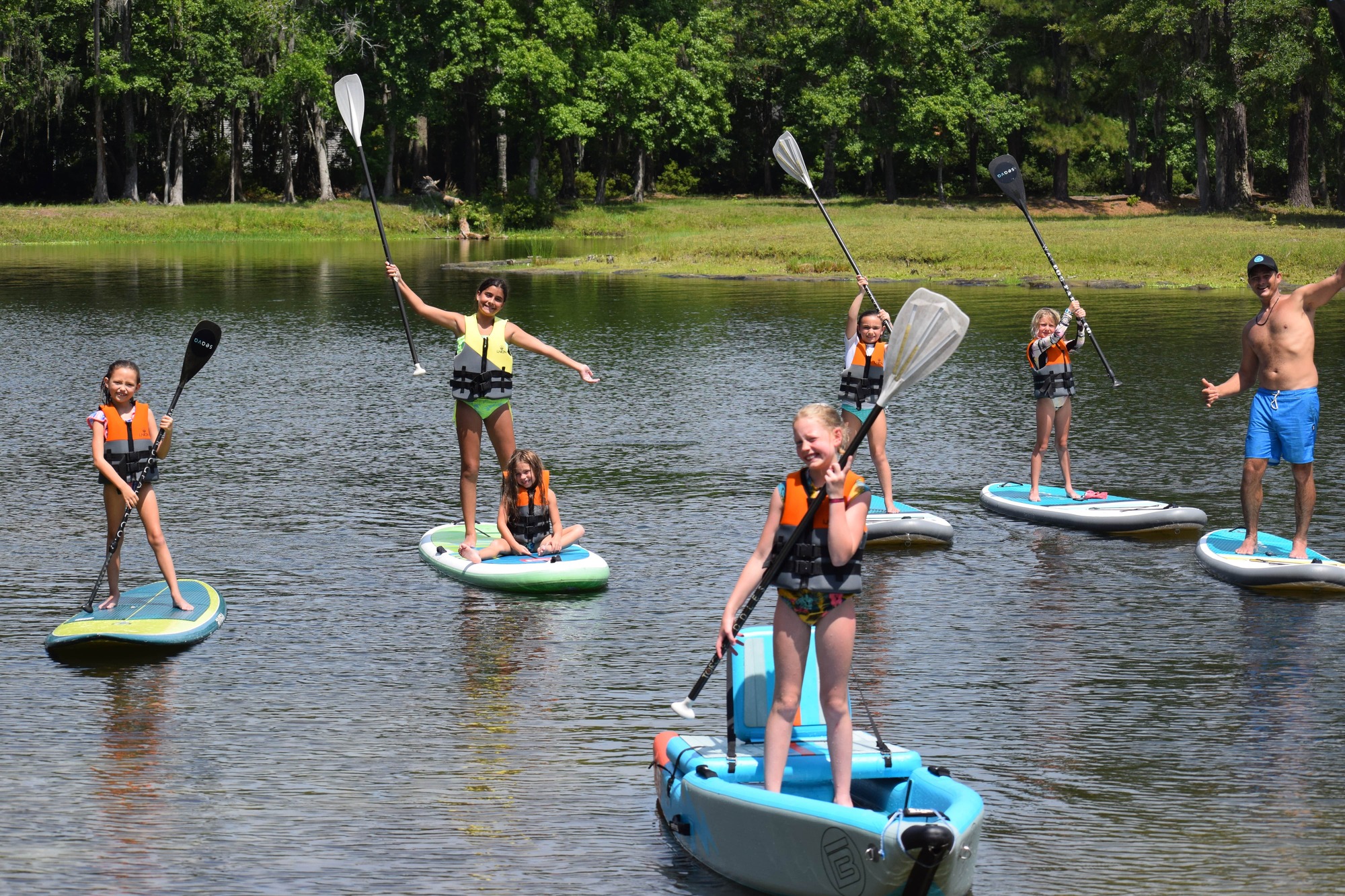 Bird's eye view of Charleston Aqua Park at Trophy Lakes